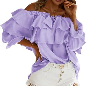 Lavender Off-Shoulder Ruffle Top